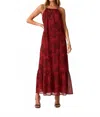 Lovestitch Cowgirl Flowy Floral Tie Front Halter Maxi Dress In Wine/charcoal In Multi