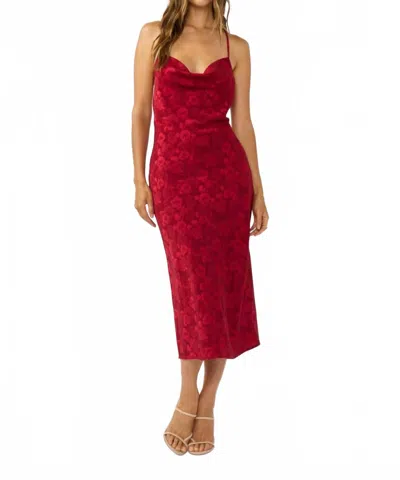 Lovestitch Cowl Neck Slip Dress In Red In Burgundy