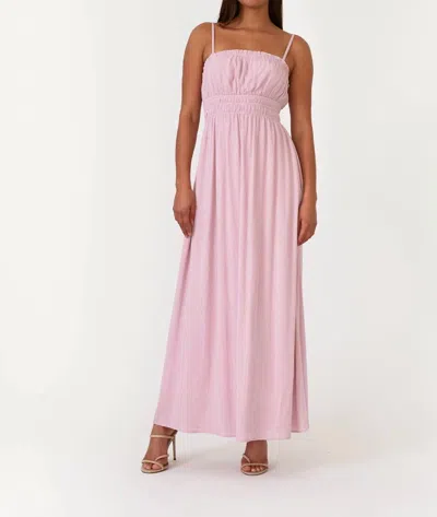 Lovestitch Crinkle Metallic Stripe Maxi Dress In Pink