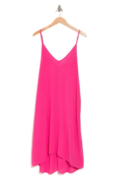 Lovestitch Crinkled Gauze Trapeze Dress In Bright Pink