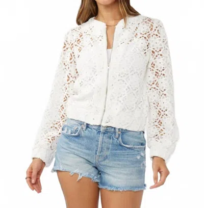 Lovestitch Crochet Floral Lace Bomber Jacket In White