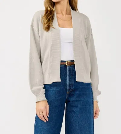 Lovestitch Cropped Textured Cardigan In Heather Light Grey In Gray