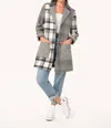 Lovestitch Darby Patchwork Plaid Coat In Taupe/grey In Multi