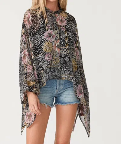 Lovestitch Dare To Drape Blouse In Black/dusty Peach In Multi