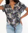 Lovestitch Daytrip Tie Front Top In Black In Black