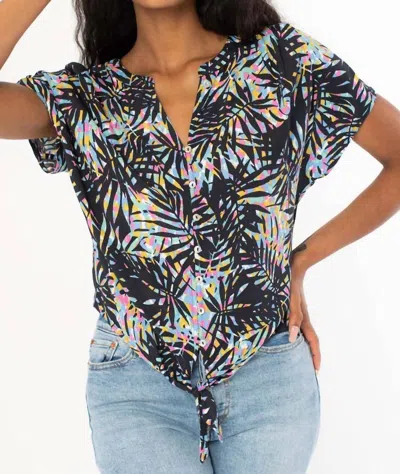 Lovestitch Daytrip Tie Front Top In Black