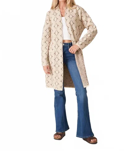 Lovestitch Diamond Jacquard Belted Cardigan In Beige In Neutral