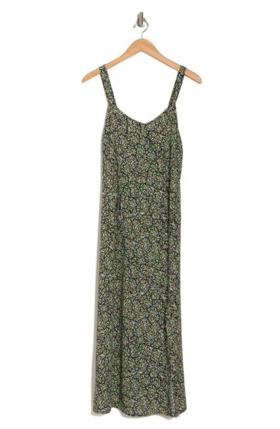 Lovestitch Ditsy Print Maxi Dress In Green