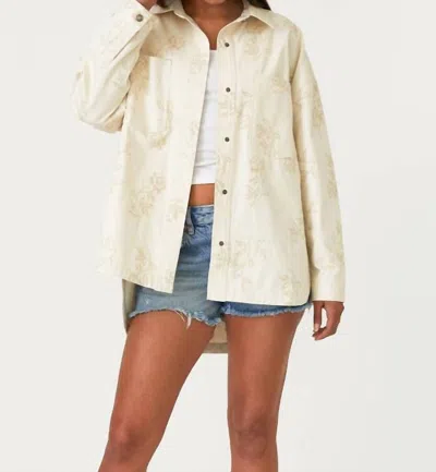 Lovestitch Dropped Shoulder Sleeve Embroidered Jacket With Pockets In Natural In Neutral