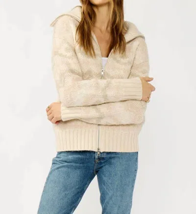 Lovestitch Fair Isle Front Zip Sweater In Natural/dusty Pink In Neutral