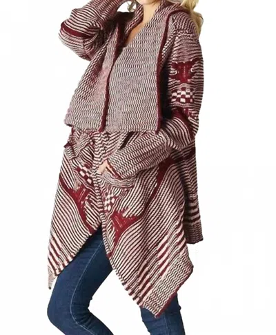 Lovestitch Feeling Cozy Cardigan In Burgundy In Brown