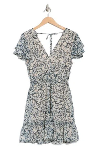 Lovestitch Floral Double Flutter Sleeve Minidress