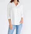 Lovestitch Floral Embroidered Button Down Collared Blouse In White In White
