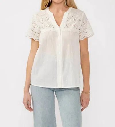 Lovestitch Floral Eyelet Top In Off White