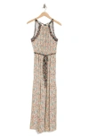 Lovestitch Floral Maxi Dress In Taupe/ Black