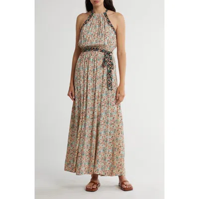 Lovestitch Floral Maxi Dress In Taupe/black
