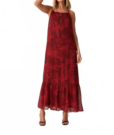 Lovestitch Floral Tie Front Halter Maxi Dress In Wine In Red