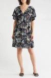 Lovestitch Flutter Sleeve Dress In Multi