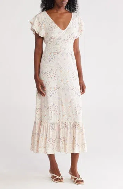 Lovestitch Flutter Sleeve Maxi Dress In Multi