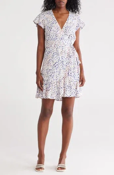 Lovestitch Flutter Sleeve Wrap Minidress In Multi