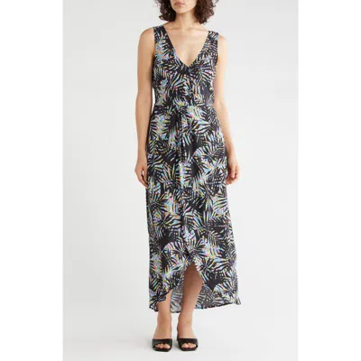 Lovestitch Front Twist High Low Maxi Dress In Animal Print