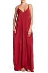 Lovestitch Gauze Maxi Dress In Brick Red