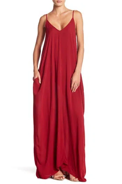 Lovestitch Gauze Maxi Dress In Brick Red