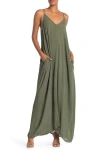 Lovestitch Gauze Maxi Dress In Leaf Green