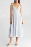 Lovestitch Gingham Cross Back Midi Dress In Periwinkle/white