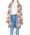 Lovestitch Heathered Stripe Chunky Soft And Chunky Cardigan In Beige In Multi