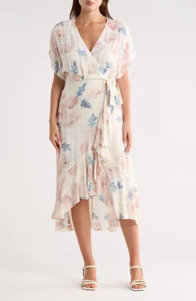 Lovestitch High Low Wrap Dress In Metallic