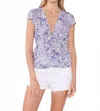 Lovestitch Jacey Peplum Top In Bone/lilac In Blue