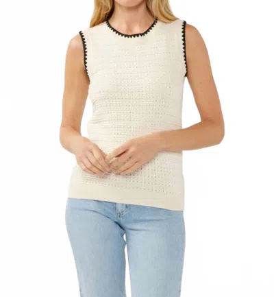 Lovestitch Jules Chain Link Sweater Tank In Natural, Black In Metallic