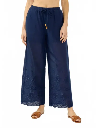 Lovestitch Juno Eyelet Pant In Navy In Blue