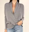 Lovestitch Knit Faux Wrap Pullover Sweater In Grey In Grey