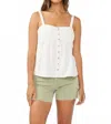 Lovestitch Lace Trim Button Down Tank In White In White