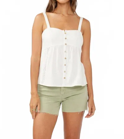 Lovestitch Lace Trim Button Down Tank In White
