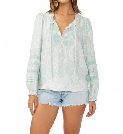 Lovestitch Lanai Top In Dusty Blue In White