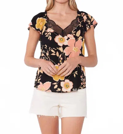 Lovestitch Layla Top In Black/dusty Coral In Multi