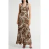 Lovestitch Leopard Print Sleeveless Maxi Dress In Camel/brown