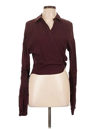Lovestitch Long Sleeve Blouse In Burgundy