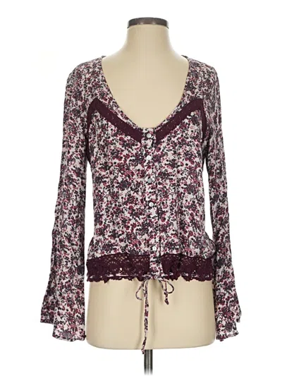 Pre-owned Lovestitch Long Sleeve Blouse In Burgundy