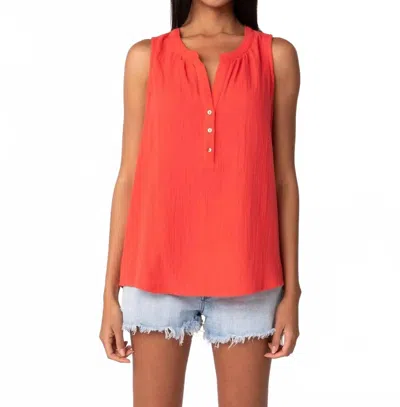 Lovestitch Lue Henley Tank Top In Flame In Orange