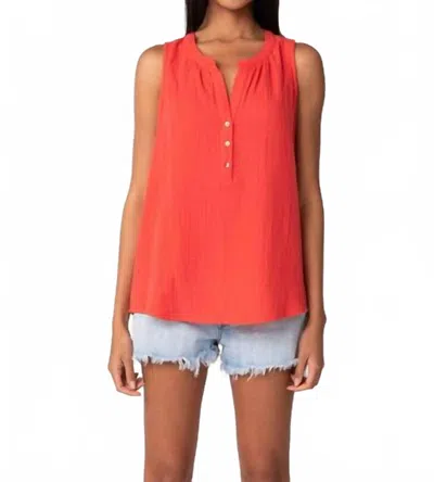 Lovestitch Lue Henley Tank Top In Flame In Red