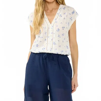 Lovestitch Maelis Top In White/ Blue