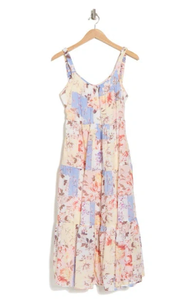 Lovestitch Mixed Floral Print Maxi Dress In Natural/ Rust