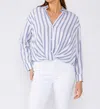 Lovestitch Nautical Striped Blouse In White/blue In White
