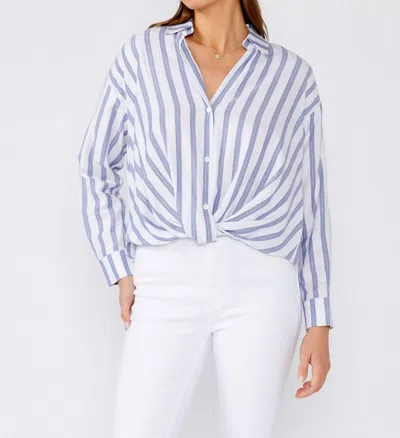 Lovestitch Nautical Striped Blouse In White/blue