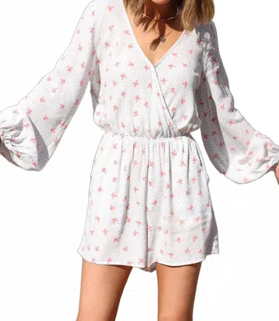 Lovestitch Neve Polka Dot And Floral Pattern Romper In Ivory In White