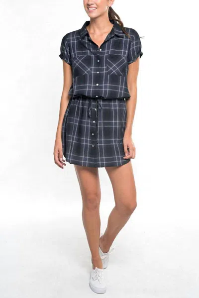 Lovestitch New Class Mini Shirt Dress In Black In Blue